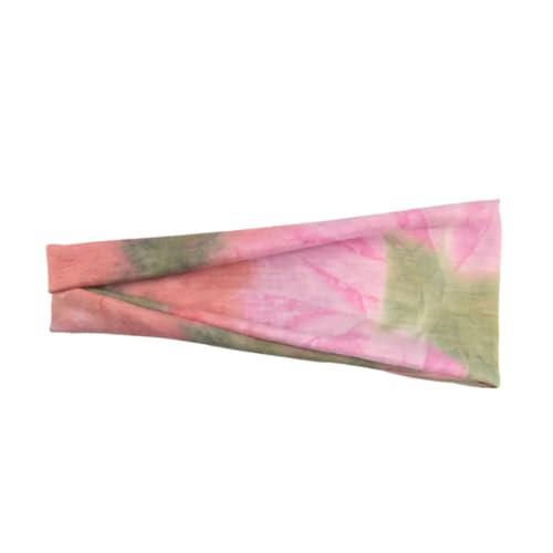 RUHTEUO Tie Dye bedrucktes Yoga-Übungs-Schweißband-Stirnband, Outdoor-Sport-Stirnband, Haarband(Pink) von RUHTEUO