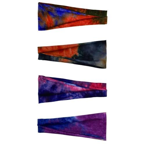 RUHTEUO Tie Dye bedrucktes Yoga-Übungs-Schweißband-Stirnband, Outdoor-Sport-Stirnband, Haarband(Set3) von RUHTEUO