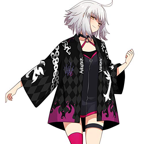 RUIBOCOS Fate Grand Order Joan of Arc Eindruck Haori-Jacke Stil Sieben Ärmel Offene Front Manteau (L,Avenger) von RUIBOCOS
