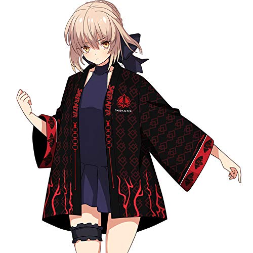 RUIBOCOS Fate Grand Order Joan of Arc Eindruck Haori-Jacke Stil Sieben Ärmel Offene Front Manteau (XL,Saber) von RUIBOCOS