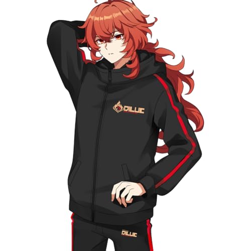 RUIBOCOS Genshin Impact Diluc Graphic Impression Anzug Cosplay Kleidung für Männer und Frauen (Hoodie,2XL) von RUIBOCOS