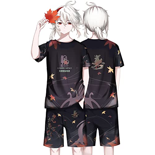 RUIBOCOS Genshin Impact Kaedehara Kazuha Graphic Impression Anzug T-Shirt Hose Cosplay Kleidung Unisex (T-Shirt,2XL) von RUIBOCOS