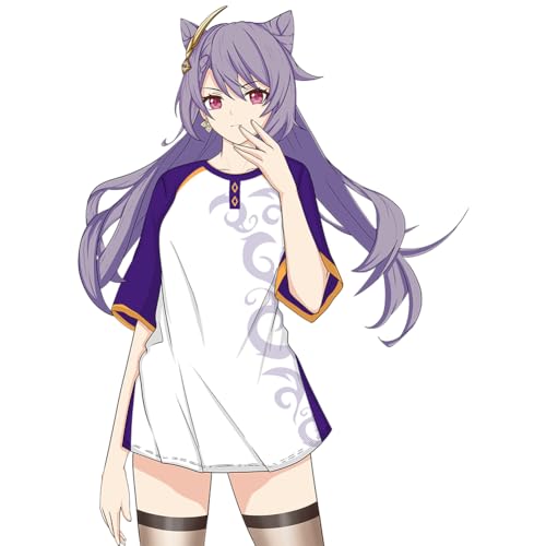 RUIBOCOS Genshin Impact KeQing Graphic Impression T-Shirt Hose Cosplay Unisex (Trousers,M) von RUIBOCOS