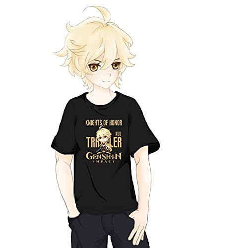 RUIBOCOS Genshin Impact Traveller Lumine Graphic Impression T-Shirt Cosplay Kleidung für Männer und Frauen (Aether-Black,3XL) von RUIBOCOS