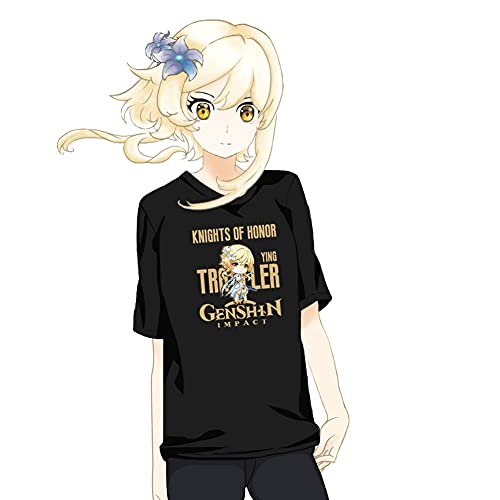 RUIBOCOS Genshin Impact Traveller Lumine Graphic Impression T-Shirt Cosplay Kleidung für Männer und Frauen (Lumine-Black,M) von RUIBOCOS