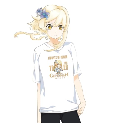 RUIBOCOS Genshin Impact Traveller Lumine Graphic Impression T-Shirt Cosplay Kleidung für Männer und Frauen (Lumine-White,S) von RUIBOCOS