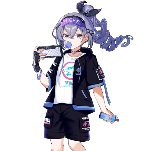RUIBOCOS Honkai Star Rail Silver Wolf Hoodie Shorts T-Shirt Langarm Tee Daily Set Impression Kostüm Unisex (Shorts,M) von RUIBOCOS