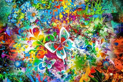 1000 Teile - Abstract Butterflys Kunst Plakate - Buntes Unregelmäßiges Puzzle - Lernspielzeug Für Adult - Erwachsene Spaß Herausforderung Spielzeug Wd01Zt von RUIYANMQ