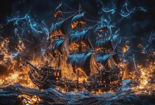 1000 Teile - Abstract Shipss Painting - Spiele Zum Stressabbau In Der Familie - Puzzles Für Erwachsene Und Jugendliche - Wand Kunst Dekoration Wd01Zt von RUIYANMQ