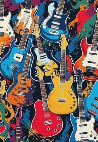 1000 Teile - Abstrakte Kunst Colour Guitars Plakate - Buntes Puzzle - Adult Personalisiertes Puzzle-Spielzeug Für Erwachsene - Familie Spaß Herausforderung Spielzeug Wd01Zt von RUIYANMQ