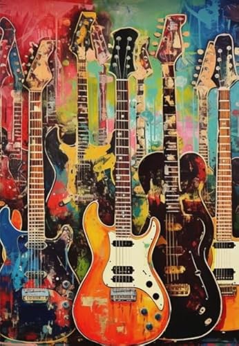 1000 Teile - Abstrakte Kunst Colour Guitars Plakate - Buntes Puzzle - Adult Personalisiertes Puzzle-Spielzeug Für Erwachsene - Familie Spaß Herausforderung Spielzeug Wd01Zt von RUIYANMQ