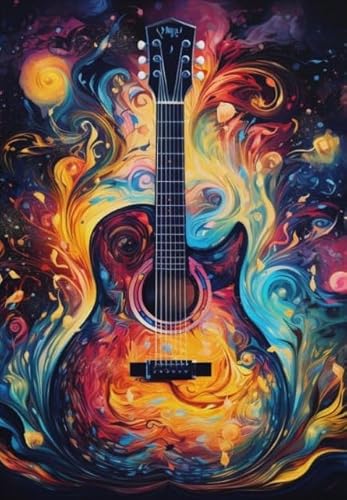 1000 Teile - Abstrakte Kunst Colour Guitars Plakate - Buntes Puzzle - Adult Personalisiertes Puzzle-Spielzeug Für Erwachsene - Familie Spaß Herausforderung Spielzeug Wd01Zt von RUIYANMQ