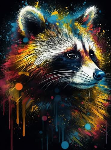 1000 Teile - Anmial Animal Ölgemälde Racoons - Buntes - Unregelmäßige Puzzle-Teile - Fun Personalised Toy - Erwachsene Spaß Herausforderung Spielzeug Wd01Zt von RUIYANMQ