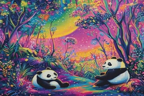 1000 Teile Puzzle - Buntes Animal Pandass Plakate - Lernspielzeug Für Adult - Erwachsene Familie Stress Relief Puzzle Spielzeug Wd01Zt von RUIYANMQ