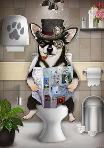 1000 Teile Puzzle - Für Erwachsene Personalisiert Herausforderung Spielzeug - Abstrakte Kunst Plakat Puzzle - Dogss Reading Newspapers Painting - Home Decor Wn16Zk von RUIYANMQ