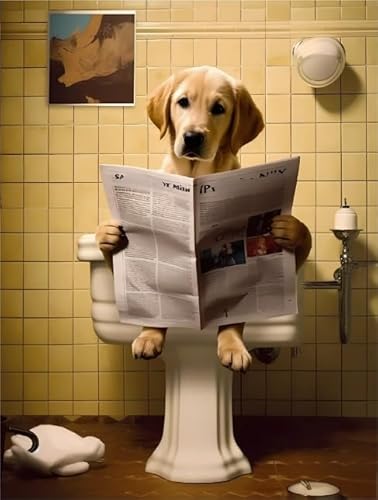1000 Teile Puzzle - Für Erwachsene Personalisiert Herausforderung Spielzeug - Abstrakte Kunst Plakat Puzzle - Dogss Reading Newspapers Painting - Home Decor Wn18Zk von RUIYANMQ