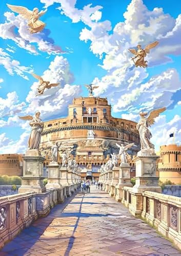 Buntes Puzzle,Castel Sant’Angelo Art Landscape Bild Paintings ，Erwachsene Familie Stress Relief Puzzle Spielzeug ，Für Heim-Dekoration ，Puzzle 1000 Teile Wn73Zk von RUIYANMQ