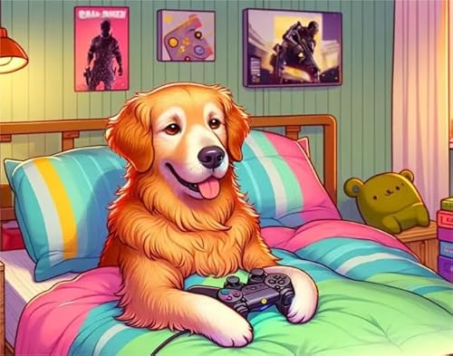 Buntes Unregelmäßiges Puzzle,Dogs Playing Games Abstrakte Kunst Plakat ，Für Erwachsene Personalisiert Herausforderung Spielzeug ，Heim-Dekoration ，1000 Teile Puzzles Wn79Zk von RUIYANMQ
