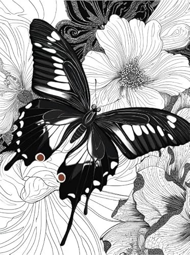 Butterflys Black Or White Illustrations Painting - Difficult Puzzle - Für Erwachsene Challenge Game - Wand Kunst Dekoration - 1000 Teile Puzzles Wn499Zk von RUIYANMQ