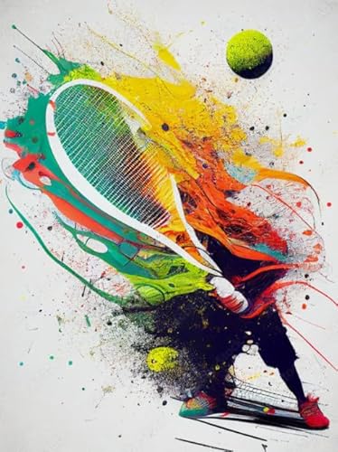 Puzzle 1000 Teile - Abstract Tennis Painting - Buntes Puzzle - Spiele Zum Stressabbau In Der Familie - Erwachsene Challenge Toys Wd01Zt von RUIYANMQ