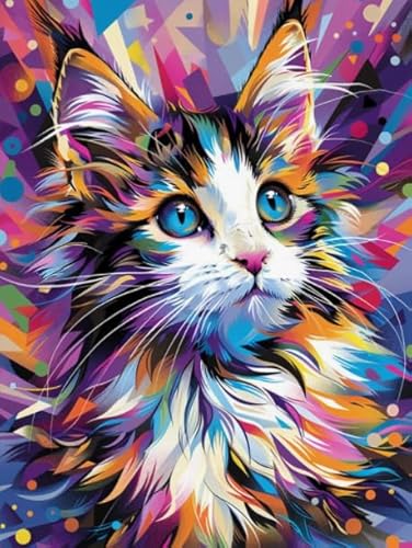 Puzzle 1000 Teile - Abstrakte Kunst Ölgemäldes Animal Cat Plakate - Buntes - Erwachsene Familie Stress Relief Puzzle Spielzeug - Erwachsene Spaß Herausforderung Spielzeug Wd01Zt von RUIYANMQ