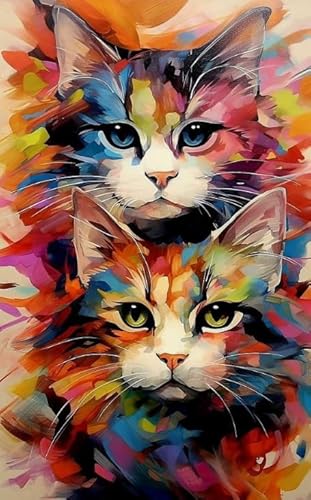 Puzzle 1000 Teile - Abstrakte Kunst Ölgemäldes Animal Cat Plakate - Buntes - Erwachsene Familie Stress Relief Puzzle Spielzeug - Erwachsene Spaß Herausforderung Spielzeug Wd01Zt von RUIYANMQ