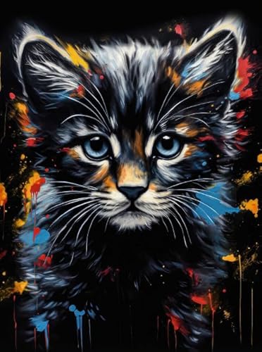 Puzzle 1000 Teile - Abstrakte Kunst Ölgemäldes Animal Cat Plakate - Buntes - Erwachsene Familie Stress Relief Puzzle Spielzeug - Erwachsene Spaß Herausforderung Spielzeug Wd01Zt von RUIYANMQ