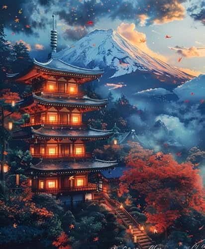 Puzzle 1000 Teile - Japanese Scenery Ölgemälde - Buntes Puzzle - Familie Spaß Herausforderung Spielzeug - Adult Personalisiertes Herausforderungs Spielzeug Wd01Zt von RUIYANMQ