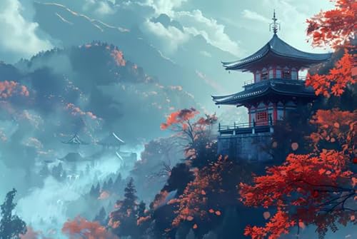 Puzzle 1000 Teile - Japanese Scenery Ölgemälde - Buntes Puzzle - Familie Spaß Herausforderung Spielzeug - Adult Personalisiertes Herausforderungs Spielzeug Wd01Zt von RUIYANMQ