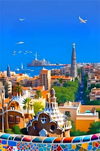 Puzzles 1000 Teile,Barcelonas City Scape Travel Art Illustrations,Familien Spiele Zur Stressreduzierung,Gedächtnis Kognition Puzzle Spiele Yq288Zy von RUIYANMQ