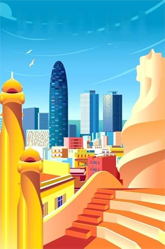 Puzzles 1000 Teile,Barcelonas City Scape Travel Art Illustrations,Familien Spiele Zur Stressreduzierung,Gedächtnis Kognition Puzzle Spiele Yq290Zy von RUIYANMQ