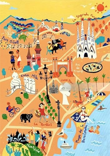 Puzzles 1000 Teile,Barcelonas City Scape Travel Art Illustrations,Familien Spiele Zur Stressreduzierung,Gedächtnis Kognition Puzzle Spiele Yq291Zy von RUIYANMQ
