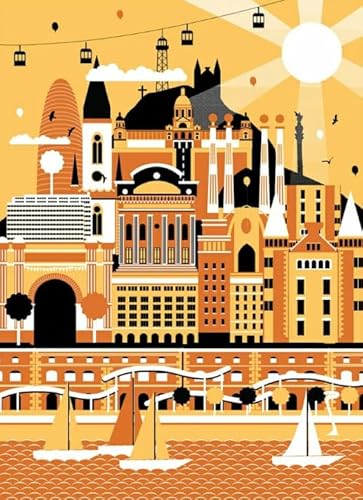 Puzzles 1000 Teile,Barcelonas City Scape Travel Art Illustrations,Familien Spiele Zur Stressreduzierung,Gedächtnis Kognition Puzzle Spiele Yq292Zy von RUIYANMQ