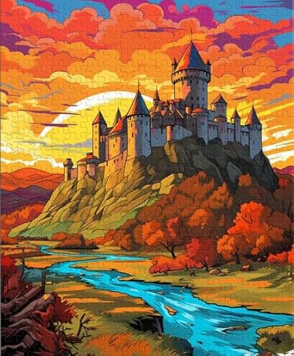Puzzles 1000 Teile - Abstract Castless Poster - Colourful Puzzle - Memory Challenge Spiele Für Erwachsene - Familie Stress Relief Spielzeug Yq45Zy von RUIYANMQ
