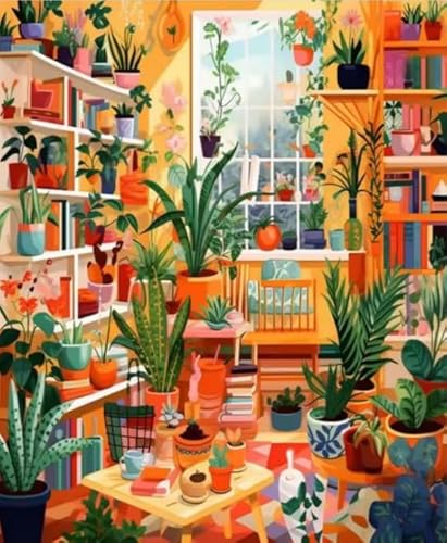 Puzzles 1000 Teile - Abstrakte Kunst House Plants Flowers Ölgemälde - Buntes - Erwachsene Spaß Herausforderung Spielzeug - Familien Spielzeug Zur Stressreduzierung Wd01Zt von RUIYANMQ