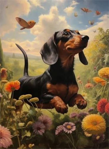 Puzzles 1000 Teile - Animal Dachshunds Painting - Abstrakte Kunst Puzzle - Lernspiele Für Erwachsene - Personalisiertes Herausforderungs Spielzeug Wd01Zt von RUIYANMQ