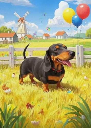 Puzzles 1000 Teile - Animal Dachshunds Painting - Abstrakte Kunst Puzzle - Lernspiele Für Erwachsene - Personalisiertes Herausforderungs Spielzeug Wd01Zt von RUIYANMQ