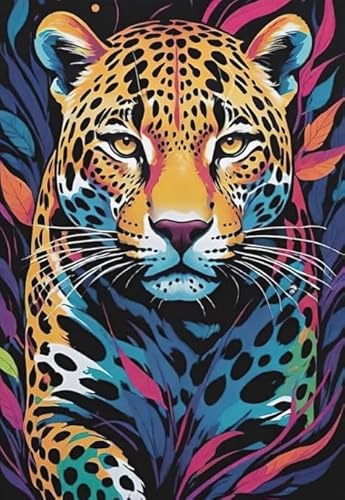 Puzzles 1000 Teile - Animal Leopards Painting - Buntes Puzzle - Adult Personalisiertes Puzzle-Spielzeug Für Erwachsene - Familie Spaß Herausforderung Spielzeug Wd01Zt von RUIYANMQ