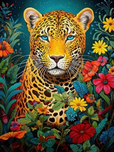 Puzzles 1000 Teile - Animal Leopards Painting - Buntes Puzzle - Adult Personalisiertes Puzzle-Spielzeug Für Erwachsene - Familie Spaß Herausforderung Spielzeug Wd01Zt von RUIYANMQ