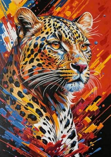Puzzles 1000 Teile - Animal Leopards Painting - Buntes Puzzle - Adult Personalisiertes Puzzle-Spielzeug Für Erwachsene - Familie Spaß Herausforderung Spielzeug Wd01Zt von RUIYANMQ