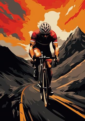 Puzzles 1000 Teile - Buntes Cyclings Painting - Abstrakte Kunst Puzzle - Lernspiele Für Erwachsene - Personalisiertes Herausforderungs Spielzeug Wd01Zt von RUIYANMQ