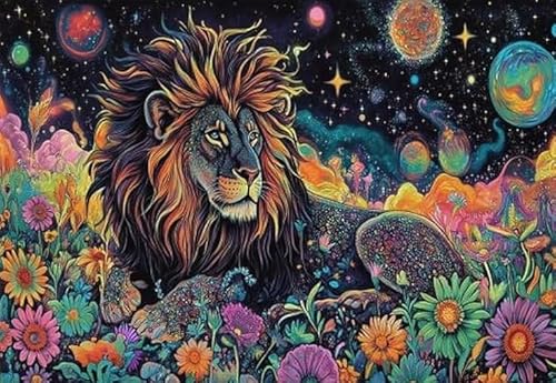 Puzzles 1000 Teile - Buntes Lionss Painting - Abstrakte Kunst Puzzle - Lernspiele Für Erwachsene - Personalisiertes Herausforderungs Spielzeug Wd01Zt von RUIYANMQ