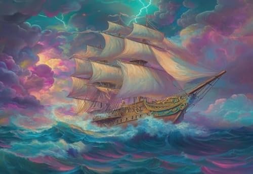 Puzzles 1000 Teile - Buntes Shipss Plakate - Memory Challenge Spiele Für Erwachsene - Familie Stress Relief Spielzeug - Wand Kunst Dekoration Wd01Zt von RUIYANMQ