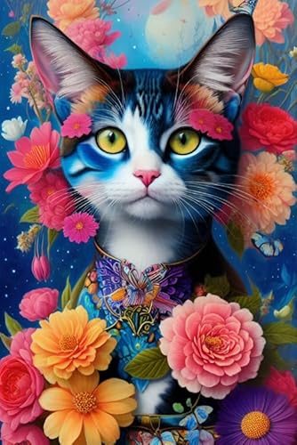 Puzzles 1000 Teile - Cute Cat Flower Kunst Picture Plakate - Buntes Puzzle - Erwachsene Familie Stress Relief Puzzle Spielzeug - Puzzles Für Ältere Erwachsene Wd01Zt von RUIYANMQ