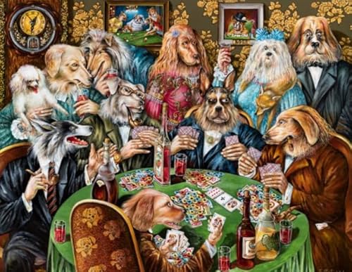 Puzzles 1000 Teile - Dogs Playing Pokers Plakate - Abstrakte Kunst Puzzle,Lernspiele Für Erwachsene - Personalisiertes Aufforderungs Spielzeug Yq252Zy von RUIYANMQ