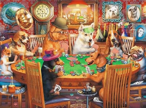 Puzzles 1000 Teile - Dogs Playing Pokers Plakate - Abstrakte Kunst Puzzle,Lernspiele Für Erwachsene - Personalisiertes Aufforderungs Spielzeug Yq254Zy von RUIYANMQ