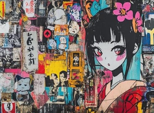 Puzzles 1000 Teile - Street Kunst Graffiti Anime Girlss Plakate - Buntes Puzzle - Adult Personalisiertes Puzzle-Spielzeug Für Erwachsene - Familie Stress Relief Spielzeug Wd01Zt von RUIYANMQ