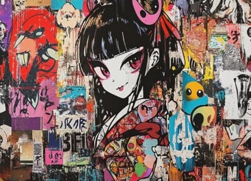 Puzzles 1000 Teile - Street Kunst Graffiti Anime Girlss Plakate - Buntes Puzzle - Adult Personalisiertes Puzzle-Spielzeug Für Erwachsene - Familie Stress Relief Spielzeug Wd01Zt von RUIYANMQ