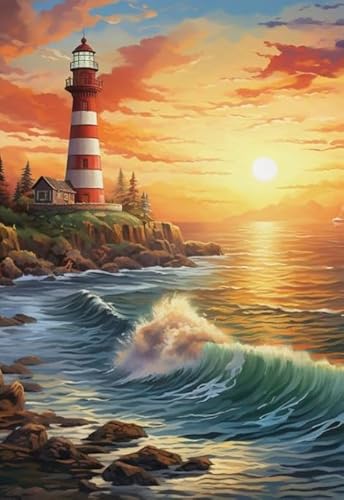 RUIYANMQ 1000 Pieces,Buntes Puzzle,Puzzle Gifts,Lighthouses Seascape Oil Painting ，Gedächtnis Spiele Für Erwachsene,Spielzeug Zum Stressabbau Für Die Ganze Familie,Dx48Zp von RUIYANMQ