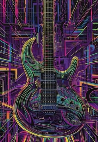 RUIYANMQ 1000 Pieces,Buntes Puzzle,Unregelmäßiges Puzzle Gifts,Abstract Guitars Posters,Herausforderungs Spielzeug Für Die Ganze Familie,Memory-Spiel Für Senioren,Wall Art Dx62Zp von RUIYANMQ